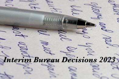 Iterim Bureau Decisions 2023