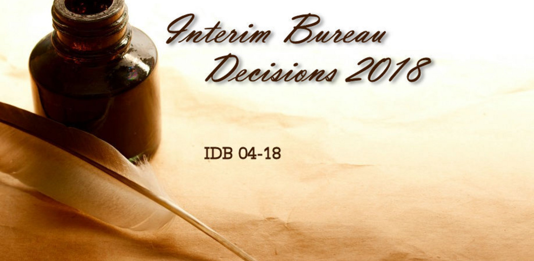 Interim Bureau Decision No. 4/2018